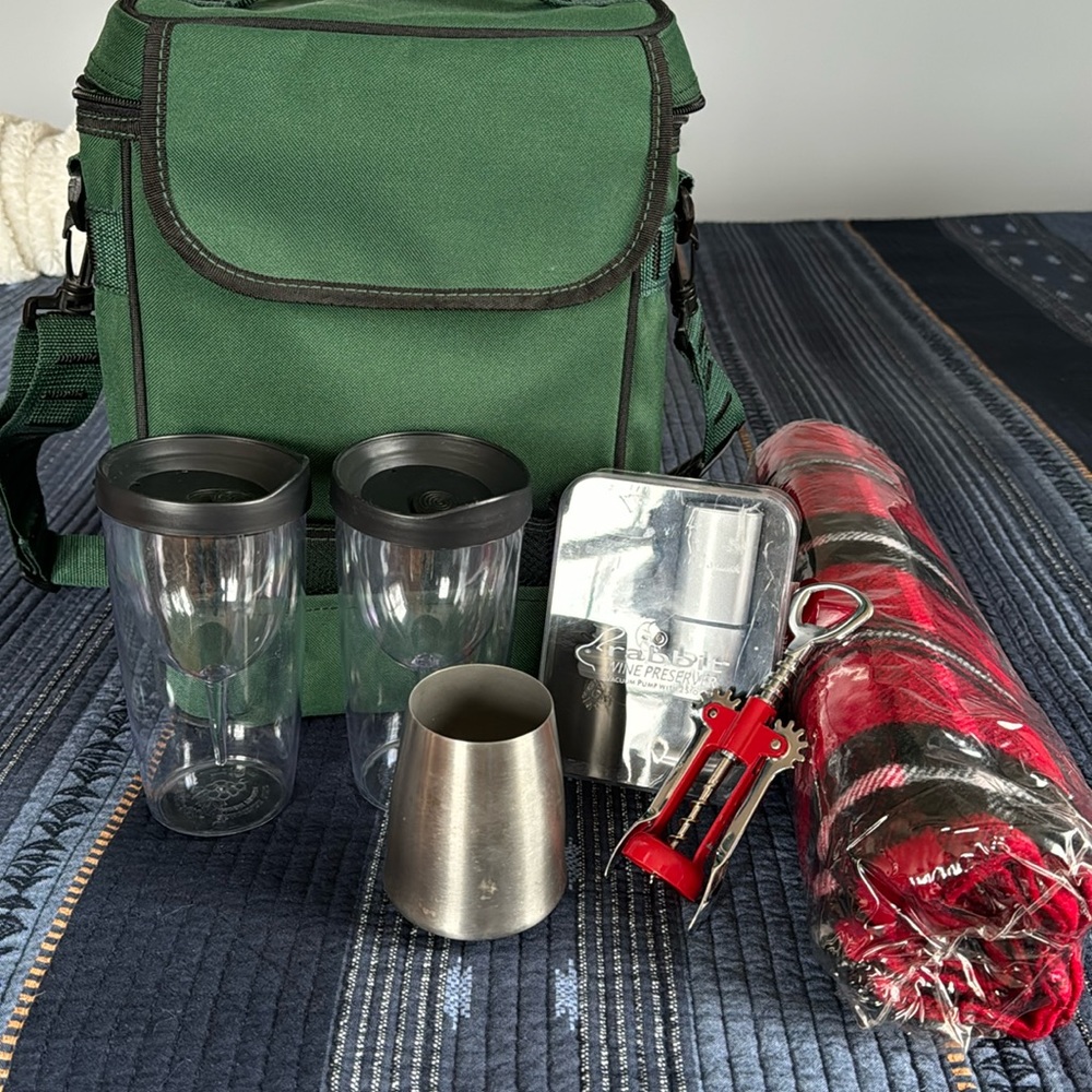 Wine To Go Bundle- PicnicTime Wine Pack Glasses & Outdoor Blanket & Accessories